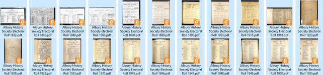 Albury electoral rolls 1832 - 1962